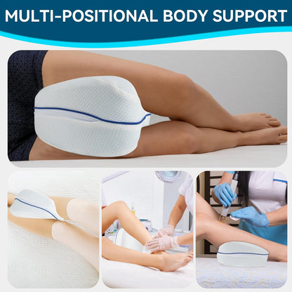 Knee Pillow for Side Sleepers Hip Pain, Leg Pillow for Side Sleeping | Side Sleeper Pillows Memory Foam Back, Sciatica, Knee Pain Relief with Washable Cover, White 1 Pack