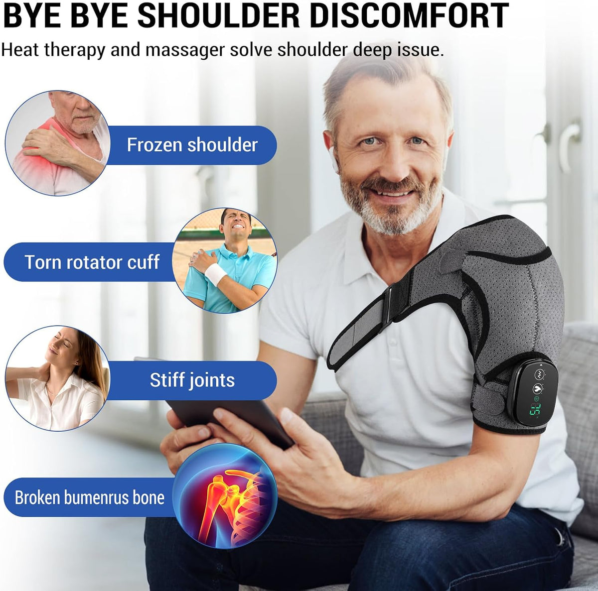 Shoulder Heating Pad with Massage , Shoulder Massager for Pain Relief