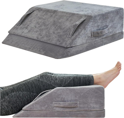 Wedge Pillow for Sleeping, Bed Wedge Pillow for After Surgery 3-Height Memory Foam Leg Elevation Pillow for Swelling Back Pain Relief Sciatica Knee Ankle Pain Bed Support Legs L 24"