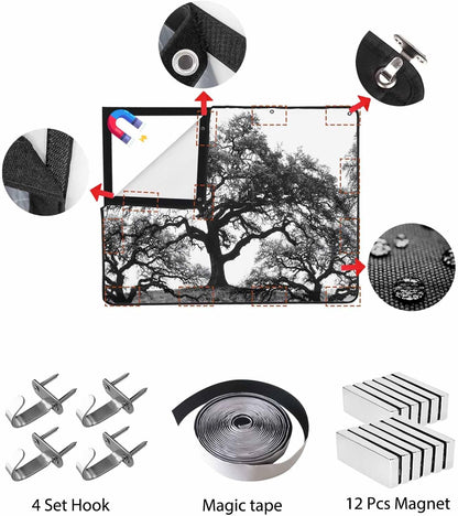 Magnetic Fireplace Cover Oak Tree Forest Fireplace Screen Decorative Black Deep Roots Branches Insulation Fireplace Blocker Blanket Save Energy Fireplace Draft Stopper Covers for Living Room 36x30
