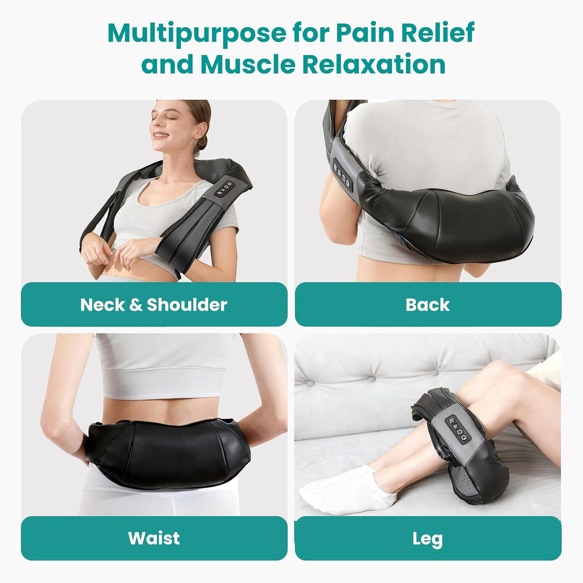 Nekteck Shiatsu Neck Massager with Heat for Pain Relief, NOT Cordless
