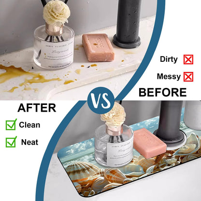 Faucet Mat for Kitchen Sink Absorbent Splash Guard Bathroom 23.5"X5.5"