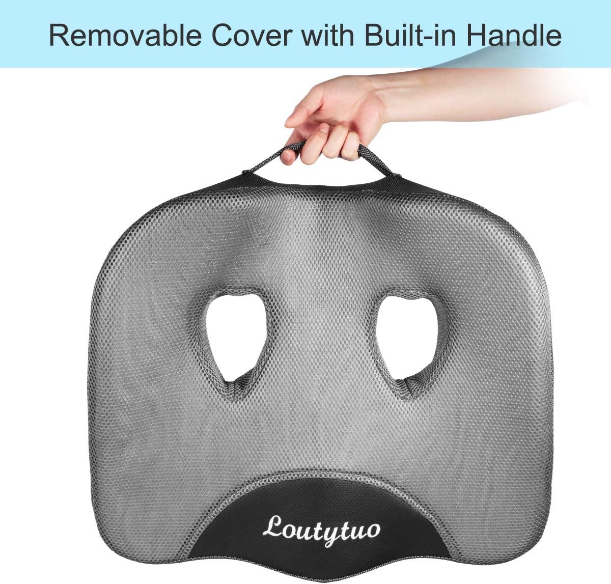 LOUTYTUO Seat Cushion Pillow,100% Memory Foam and Washable Cover,for Office Chair,Car Seat and Wheelchair, Soft Support Seat Cushion