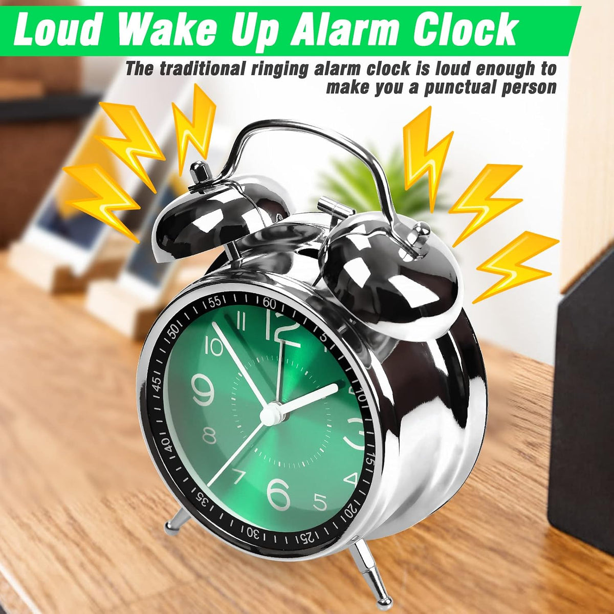 AYRELY® Super Loud Alarm Clock for Heavy Sleepers, 4.5 Inch Twin Bell Retro