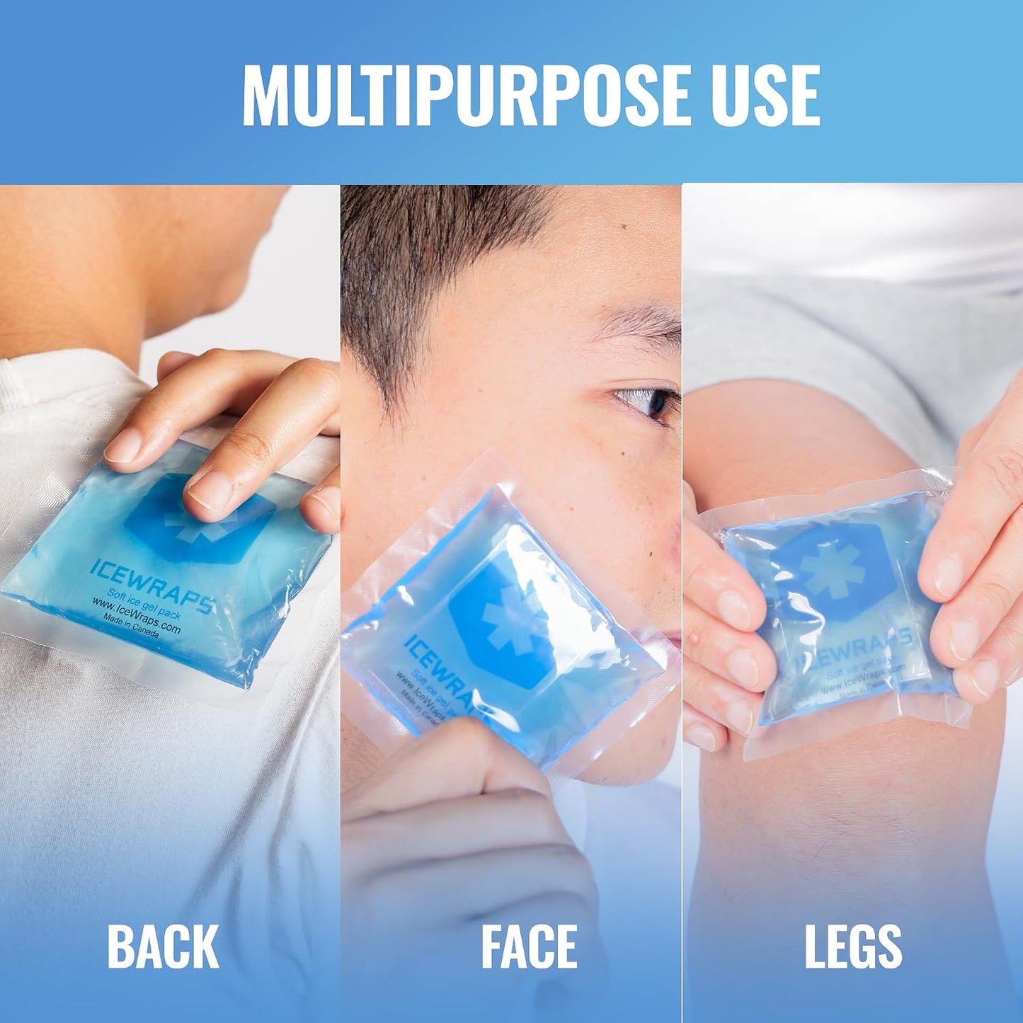 ICEWRAPS Reusable Ice Packs Compact 3 x 3 inches, Soft Cooling Pack, 6 Pack | Hot or Cold Use, Puncture Resistant, Flexible Ice Pack for Everyday Comfort, Multipurpose Gel Design, FSA-HSA Eligible