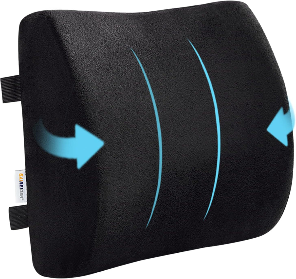 SAIREIDER Seat Cushion and Lumbar Support Pillow for Office Chair, Memory Foam Car Seat Cushions Back Support Pillows, Help Relieve Pain of Back, Lumbar, Tailbone and Sciatic Nerve（Black）