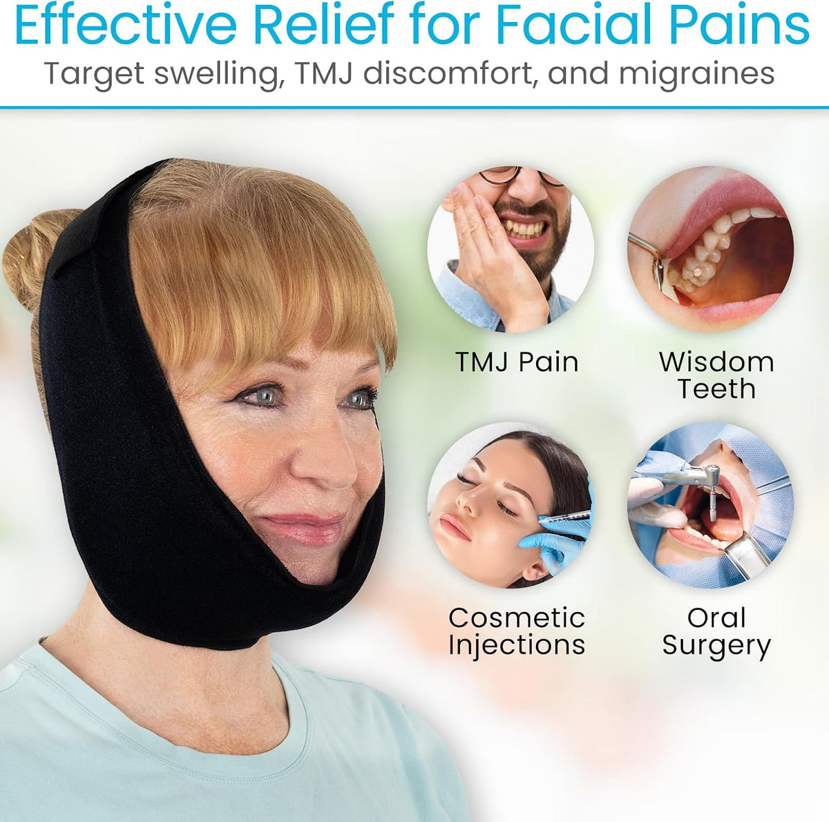 Vive Jaw Ice Pack Wrap for Face & Oral Surgery - Wisdom Teeth Ice Head Mask