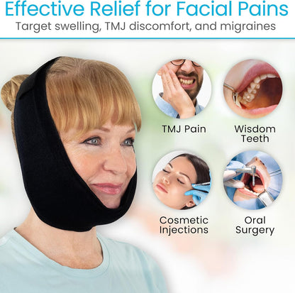 Vive Jaw Ice Pack Wrap for Face & Oral Surgery - Wisdom Teeth Ice Head Mask