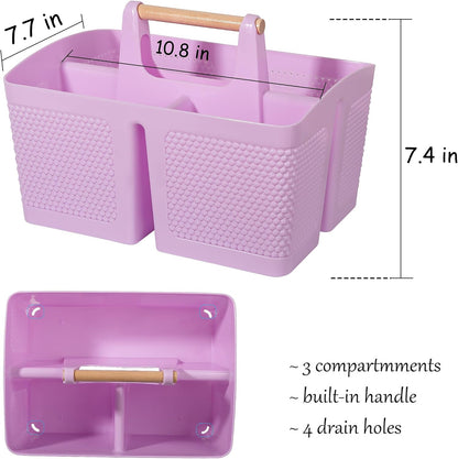 rejomiik Plastic Shower Caddy, Portable Shower Basket with Handle, Cream | Cleaning Caddy Organizer for Bathroom, College Dorm Room Essentials, Storage Tote