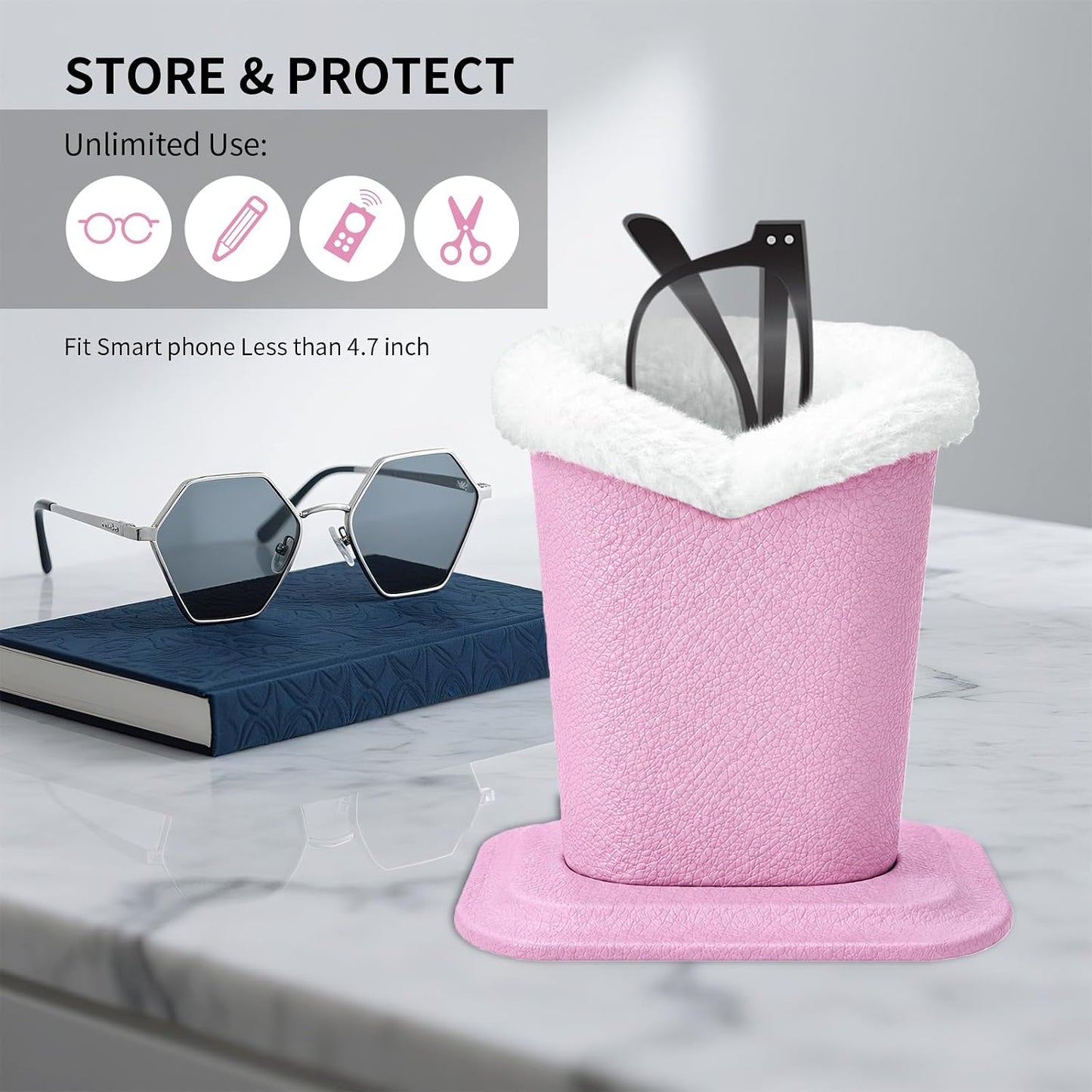 Plush Lined Eyeglasses Holder, Cute Glasses Stand for Women Kids - Colors B