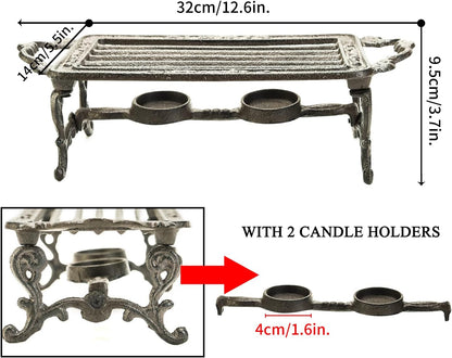 Sungmor Cast Iron Teapot Warmer - Rustic Design with Tealight Holder | Heavy Duty & Decorative Candle Holder Stands for Heat Food Coffee Milk or Tea