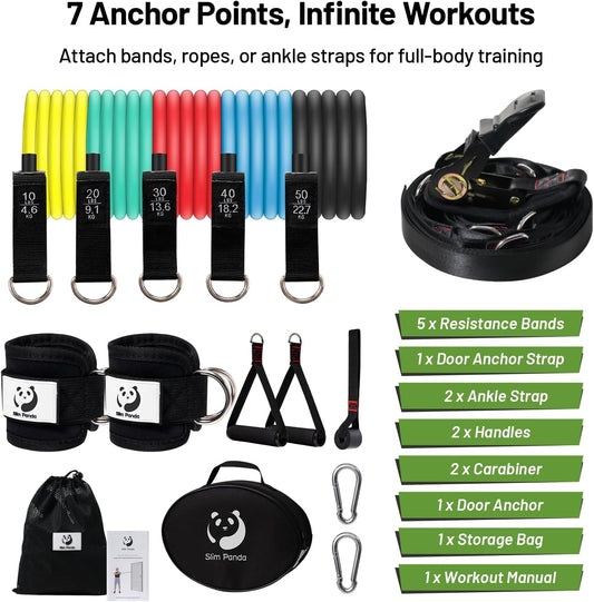 Door Anchor Strap for Resistance Bands, Door Exercise Equipment | Multi Point Anchor Gym Attachment, with Ratchet Adjust Tighten, Portable Door Resistance Bands for Home Gym Workouts