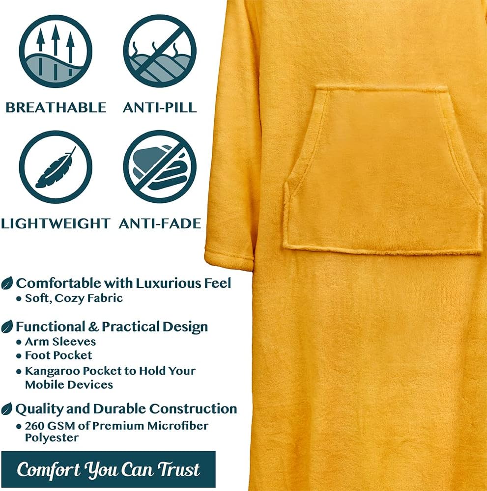 PAVILIA Fleece Blanket with Sleeves, Foot Pockets for Women Men Adults, Plush Wearable Blanket Throw Wrap, Warm Snuggle Blanket Robe, Cozy Gift Ideas Wife Mom, Dark Purple