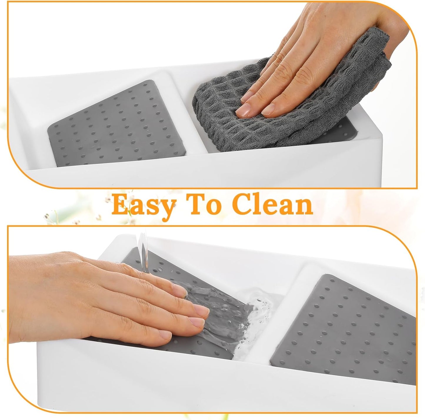 2 Pcs Spice Drawer Organizer Plastic, Drawer Spices Organizer, 3 Tier Kitchen Cabinet Seasoning Rack, White Gray, for Spice Jars, Essential Oils, Cosmetics, Office Supplies, Pantry Storage