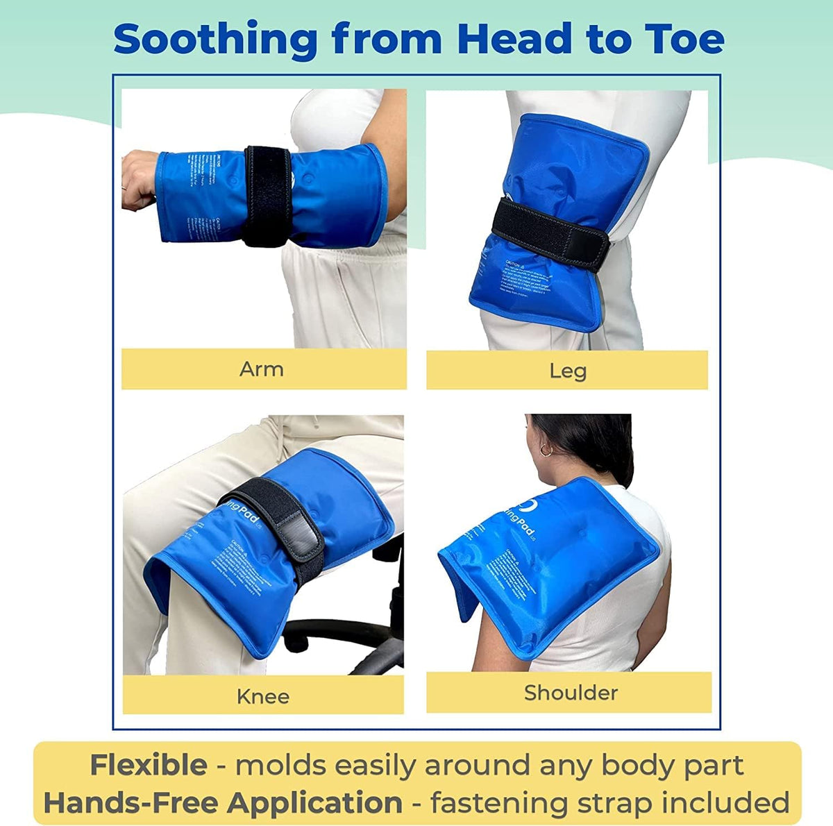 Foot and Ankle Gel Pack - Reusable Gel Ice Pack with Elastic Fastener - Cold Packs for Post-Surgery or Sport Injuries, Flexible Ice Packs - Foot Wrap and Ankle Ice Pack Wrap Compression - 1 Pack Blue
