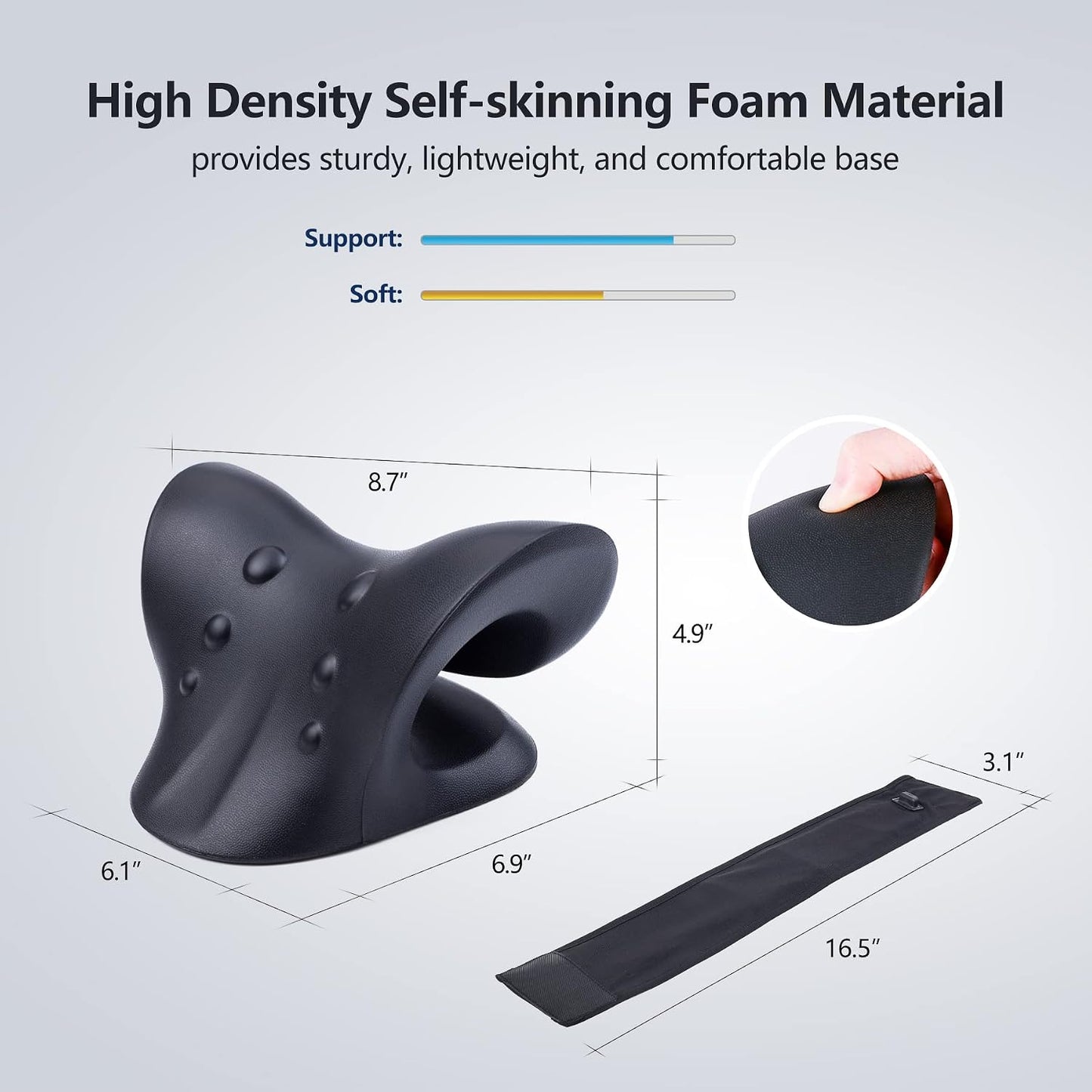 Neck Stretcher for Neck Pain Relief, Heated Cervical Traction Device Pillow with Graphene Heating Pad, Neck and Shoulder Relaxer for TMJ Pain Relief and Cervical Spine Alignment (Dark Blue)