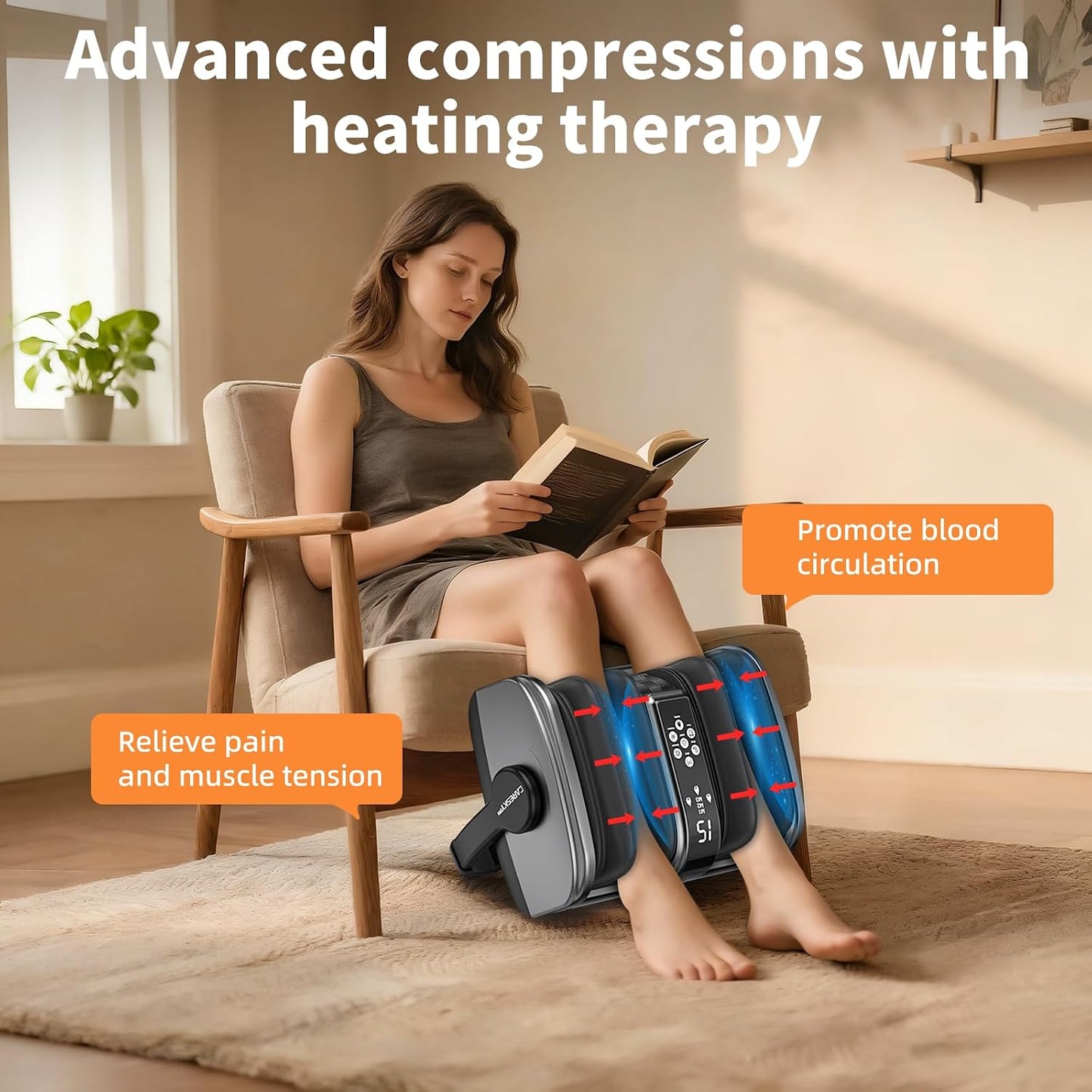 Shiatsu Foot Massager with Heat, Deep Kneading Foot Massager for Plantar Fasciitis, Neuropathy, Circulation and Pain Relief, Foot and Calf Massage at Home/Office