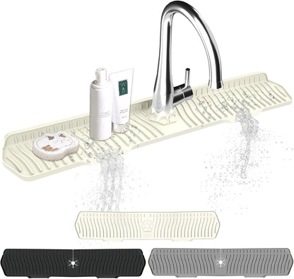 Kitchen Sink Splash Guard Gen2-30" x 6'' Silicone Sink Mat Splash Guard fit for Countertop, Bathroom,Farmhouse,RV by EBIGIC (Grey)