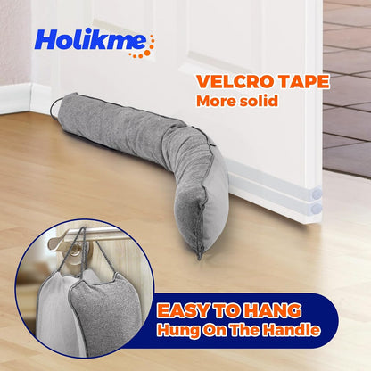 Holikme Weighted Door Draft Stopper - Under Door Seal, 36inch Black | Heavy Duty Fabric, Removable Washable Cover, Hook-and-Loop Fasteners Included, Soundproof & Thermal Insulation, Energy Saving