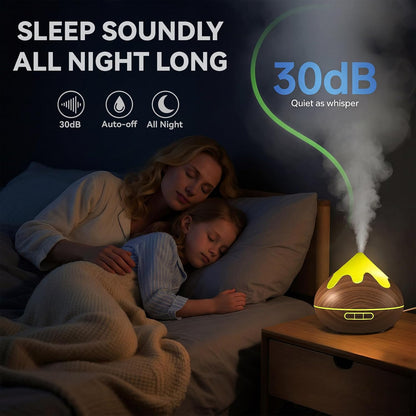 500ML Essential Oil Diffuser, Aromatherapy Diffuser with Remote Control, Multifunctional Air Diffusers for Home Office Room, Fragrance Aroma Diffuser with 7 Color LED & 2 Mist Mode, Brown