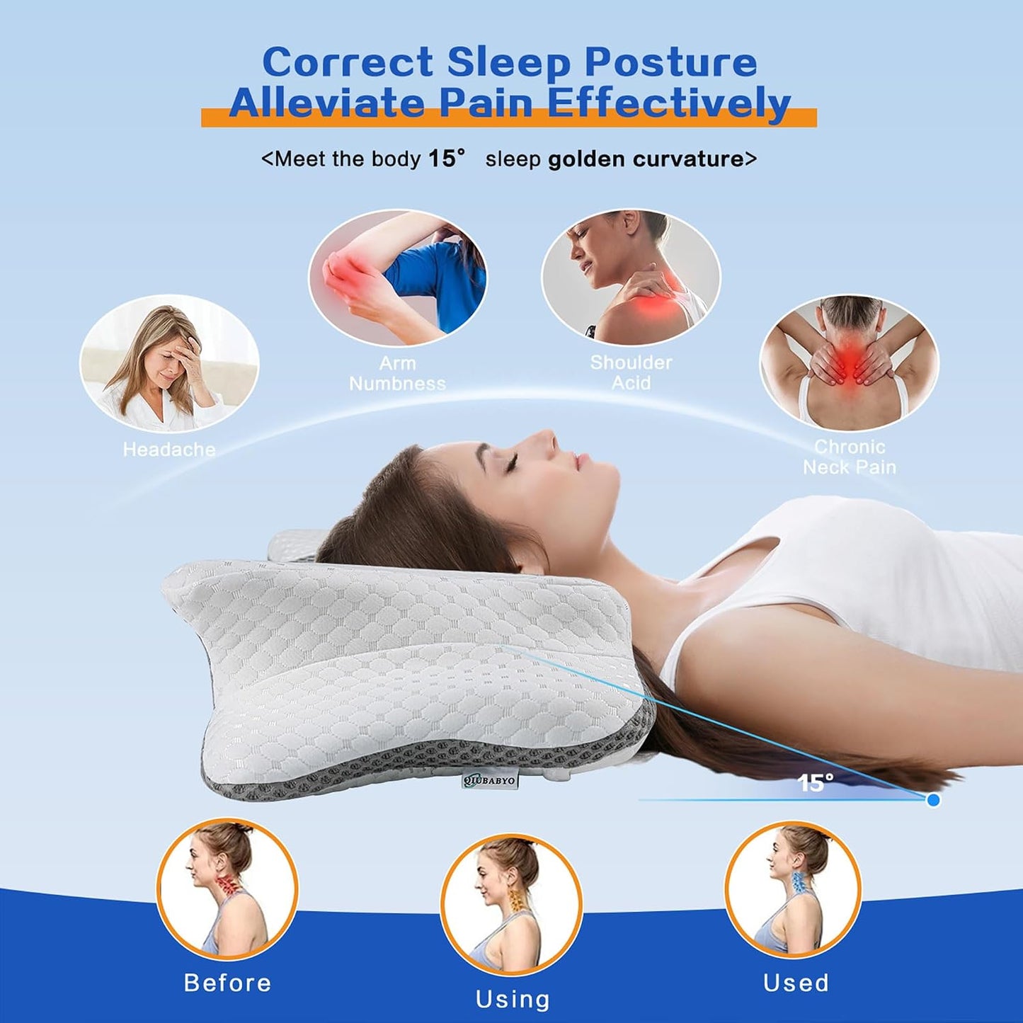 Pain Relief Cervical Pillow for Neck Support, Adjustable Ergonomic Pillow | Cozy Sleeping, Odorless Orthopedic Memory Foam Pillow, Contour Bed Pillow for Side Back Stomach Sleeper