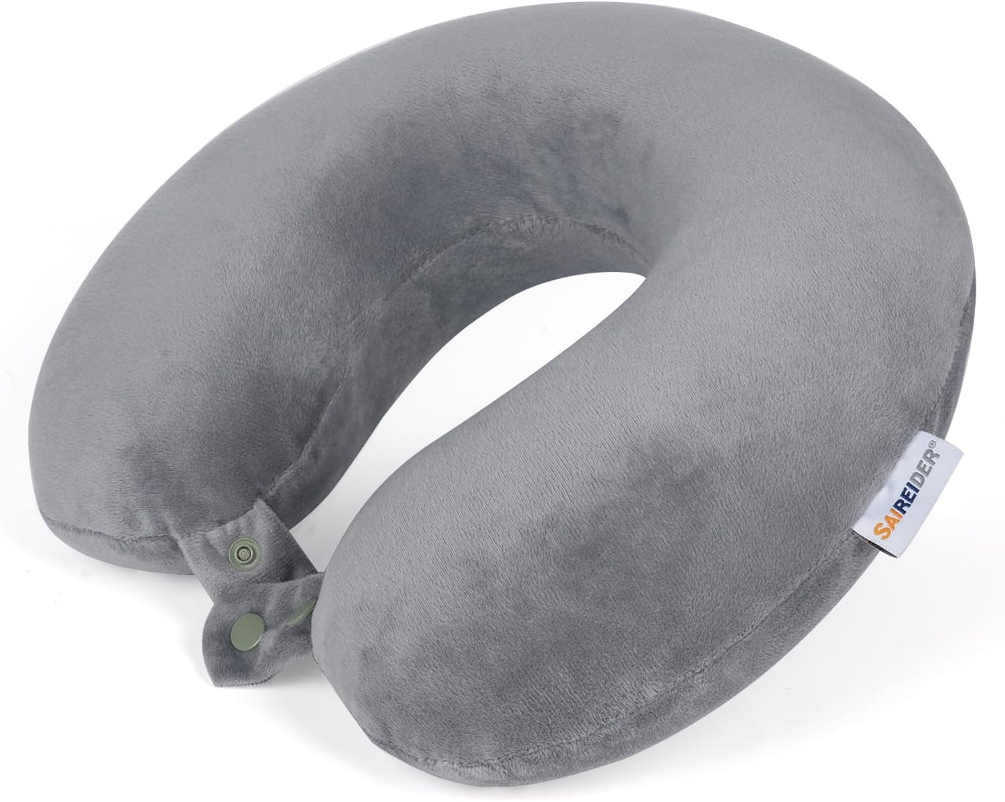 SAIREIDER Travel Pillow 100% Pure Memory Foam Travel Neck Pillow, Airplane Pillow for Traveling、Car、Home、Office，Washable Cover（Black）