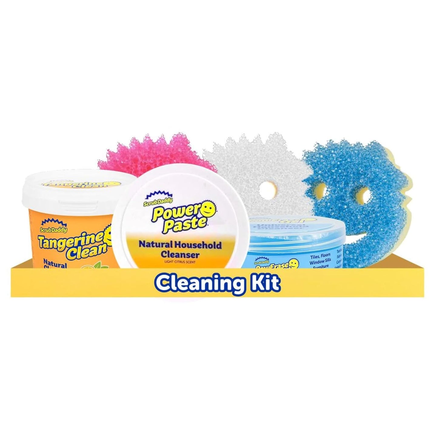 Scrub Daddy Sponges + Household Cleaning Supplies Bundle - PowerPaste Cleaning Putty, Tangerine Clean, PowErase Gel All Purpose Cleaner & Scrub Mommy (3 Pastes & 3 Sponges)