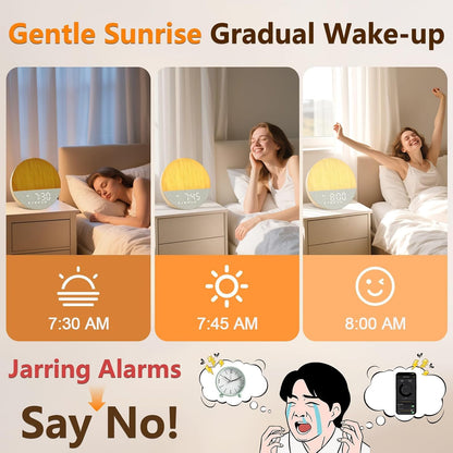 Simulates Natural Light Sunrise Alarm Clock - Makes Waking Up Easier