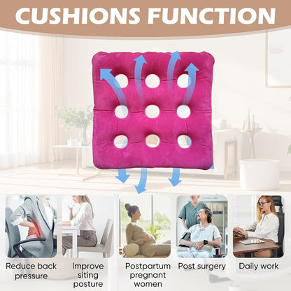 2-Pack Inflatable Waffle Cushion for Pressure Relief, Wheelchair Cushion for Pressure Redistribution, Portable Air Seat Cushions for Office Chair Car Seat, Breathable Seat Pad, Includes 1 Air Pumps