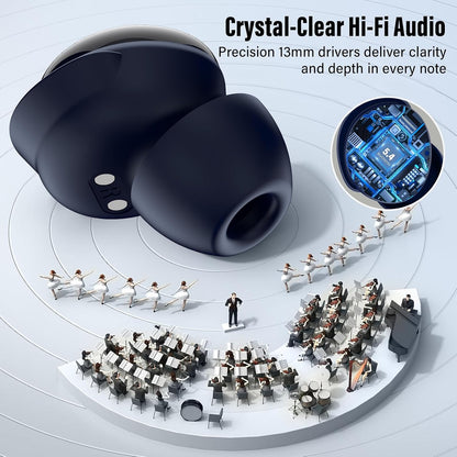 2026 Sleep Earbuds Bluetooth 5.4 in Ear Smart Touch Screen Ear Buds, 48H Playtime Mini Sleep Headphones Small Design for Side Sleepers, 5 EQ Modes, Crystal-Clear Calls, IPX7 Waterproof Earphones Black