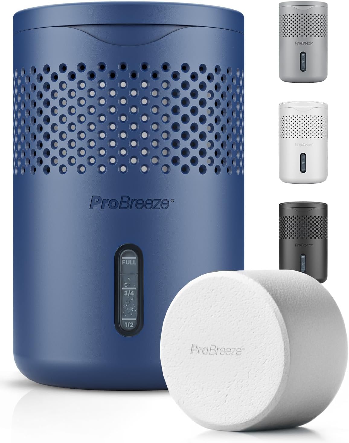 Pro Breeze Osmo Non-Electric Moisture Absorber, 44 fl.oz, Included 1.54lb Refillable Tablet, Lasts 100 Days, Ideal Silent Mini Dehumidifier for Closet, Bathroom & Bedroom, Fragrance Free, White