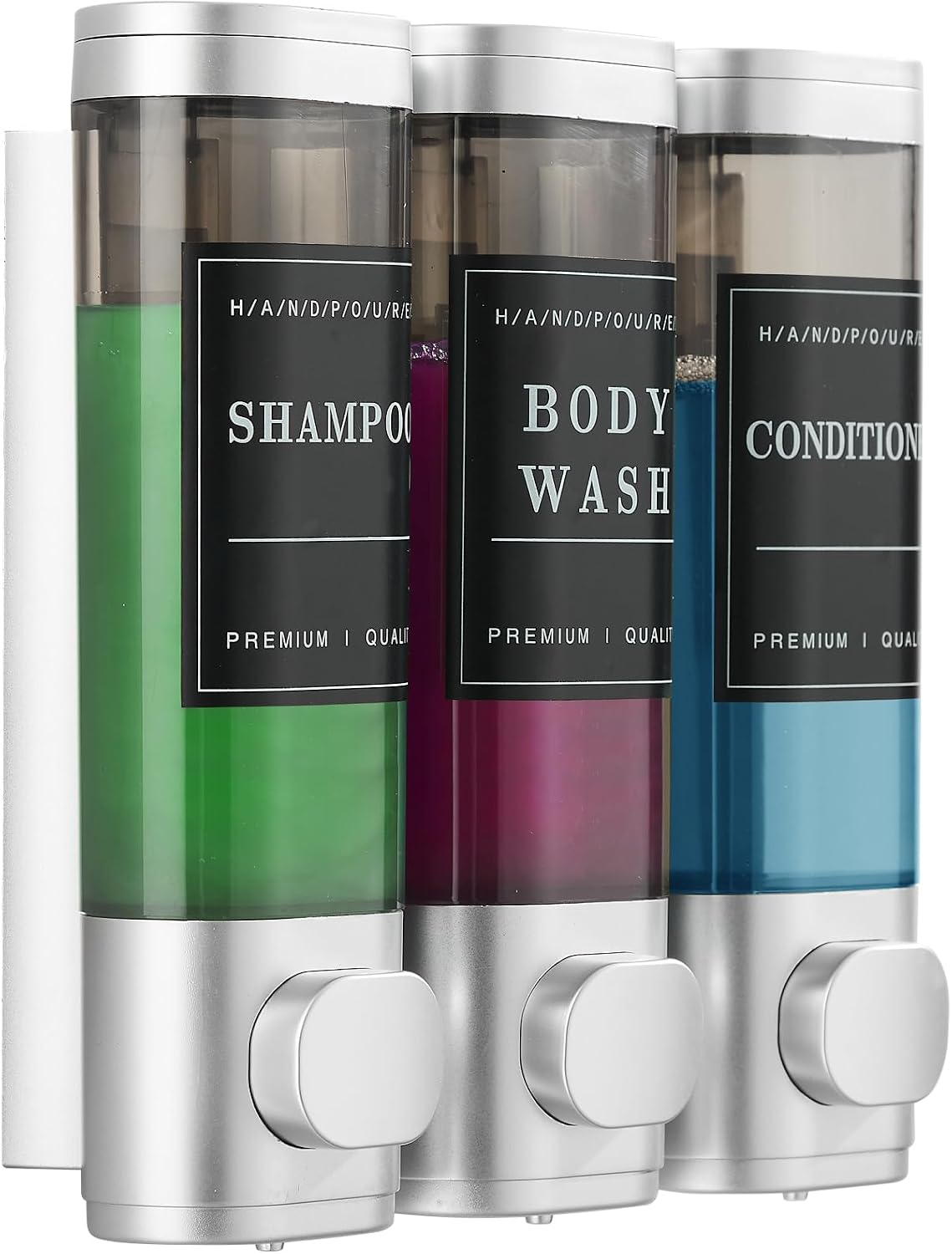 Shampoo and Conditioner Dispenser,Shower Soap Dispenser 3 Chamber No Drill Wall-Mounted Shampoo Dispenser for Shower Wall Mounted Shower Dispenser for Bathroom Hotel Large Capacity,Black