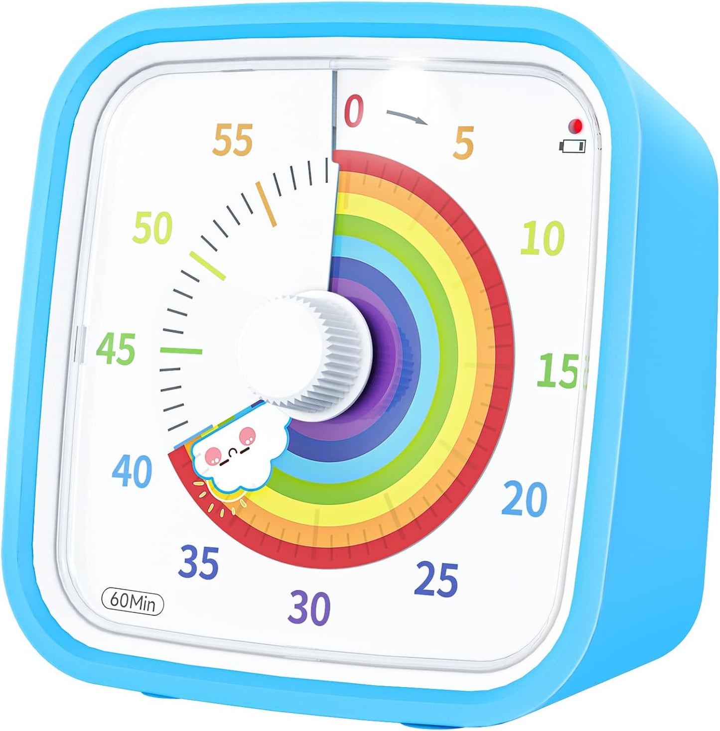 Yunbaoit Rainbow Visual Timer for Kids, 60-min Countdown Timer, Blue | Protective Case, No Ticking, Mute and Ringing Alarm Available, Time Management Tool, Low Power Reminder, for Study,Game,Work