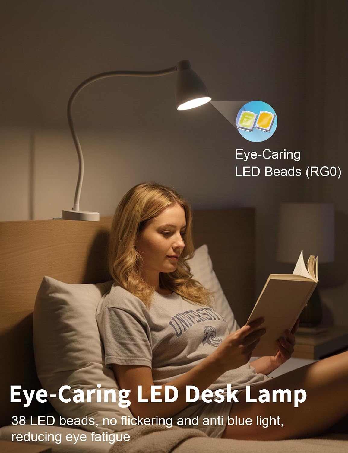 BOHON No Install Bedside Reading Light, Clip-Free Wall Mounted Lamp Black | 5 Colors & 10 Brightness Levels, Flexible Gooseneck, 30 Min Auto-Off Timer, Bed Lights for Headboard, Bedroom, Dorm