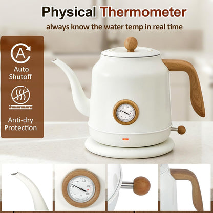 Gooseneck Electric Kettle,Ulcreigo Electric Kettle Temperature Control Tea Kettles for Boiling Water with 5 Variable Presets,Hot Water Boiler Heater for Coffee,304 Stainless Steel Black Color