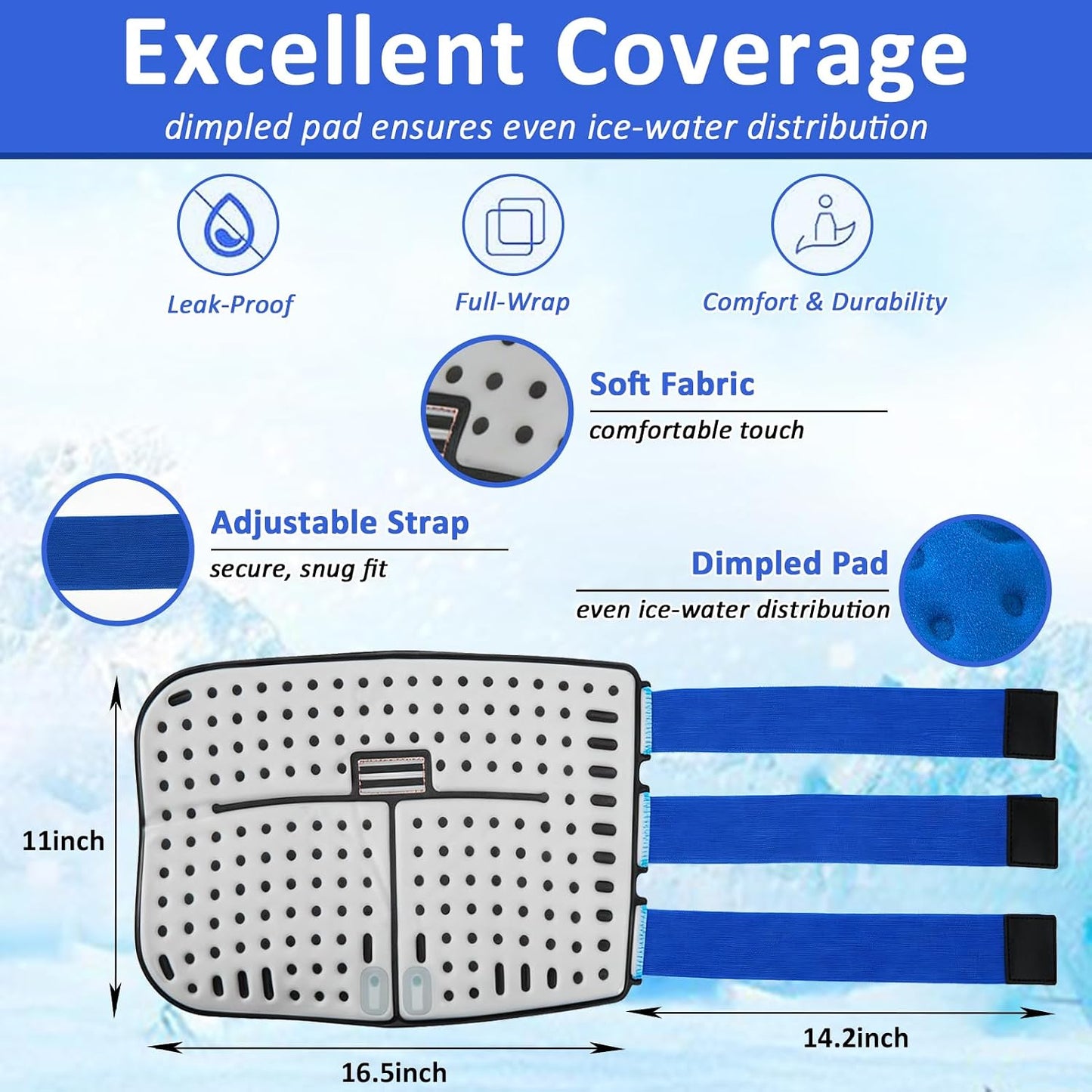 Ankle Foot Ice Pack Wrap for Cold Therapy Machine, Replacement Pad Only for Cryotherapy Unit, Cold Water Therapy for Plantar Fasciitis Relief, Post-Surgery & Injury Recovery - Universal Connector