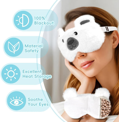 my novel things Microwave Heating Pad with Heated Eye Mask Compress Moist for Relieve Fatigue Period Cramps Uscented Microwavable Heating Pad Cute Bear for Women Birthday Christmas Gifts