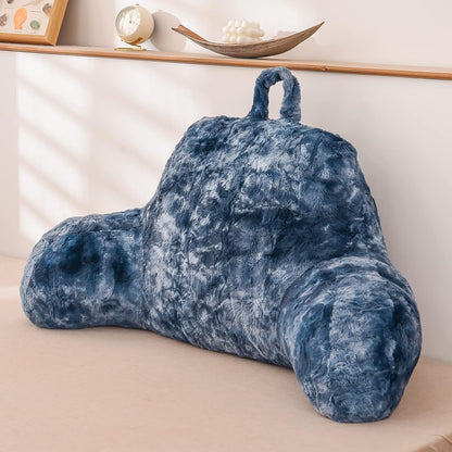 A Nice Night Ivory Reading Pillow, 18.5" Bed Wedge Pillows with Arms | Back Support For Sitting,Faux Fur Backrest Pillow For Adult Children, Supports Reading,Gaming & Relaxing in Bed,Couch,Floor