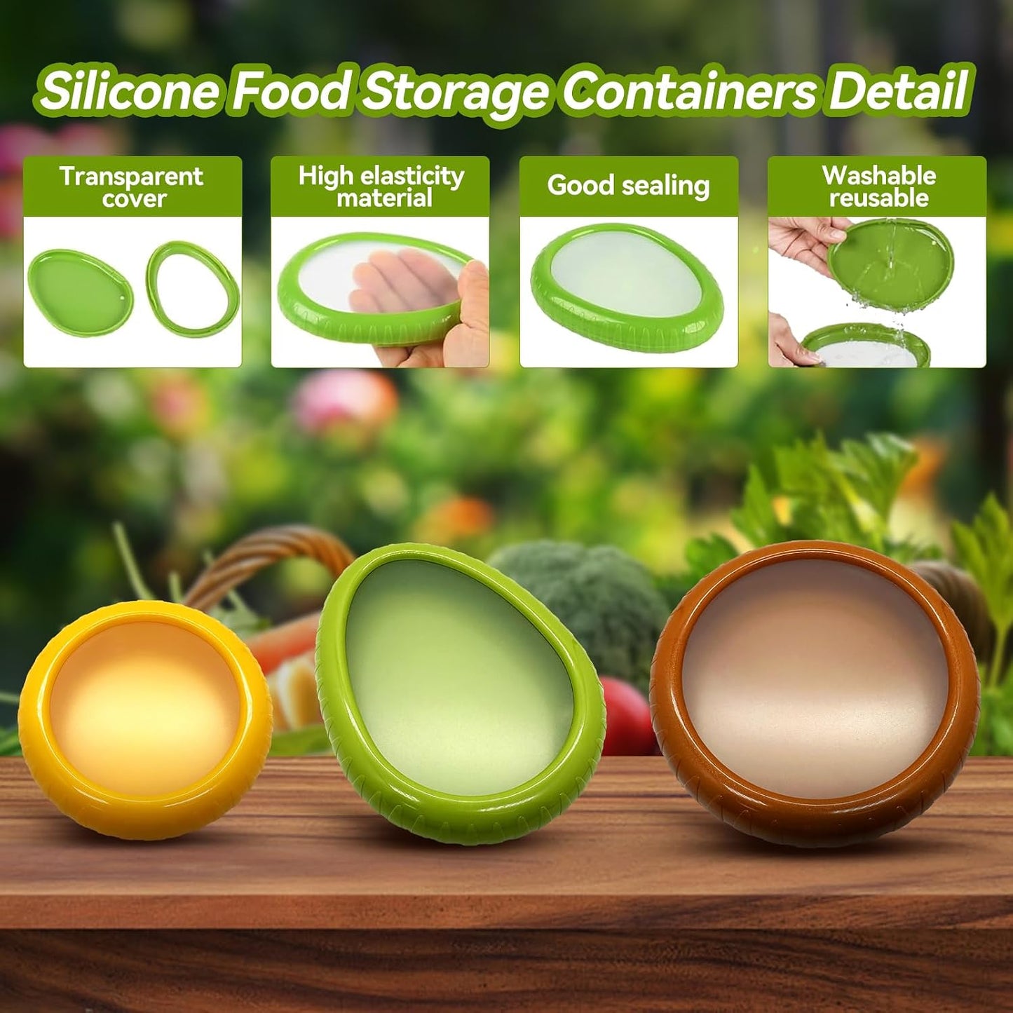 4Pcs Avocado Saver and Onion Containers, Reusable Fridge Produce Holders | Silicone Fresh Produce Holder, Avocado Keeper, BPA-Free Veggie Saver for Garlic, Tomato, Lemons, Potato & Fresh Produce