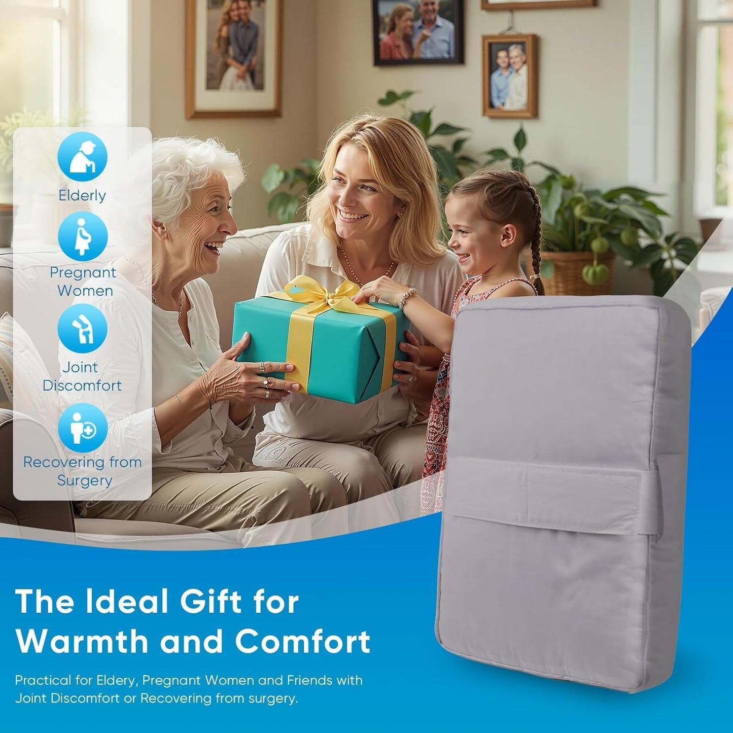 Knee Pillow with Adjustable Securing Strap for Side Sleepers | Fully Supports Knees & Thighs, Leg Support with Soft Strap, Aligns Spine, For Side Sleeping Between Legs, Orthopedic Relief