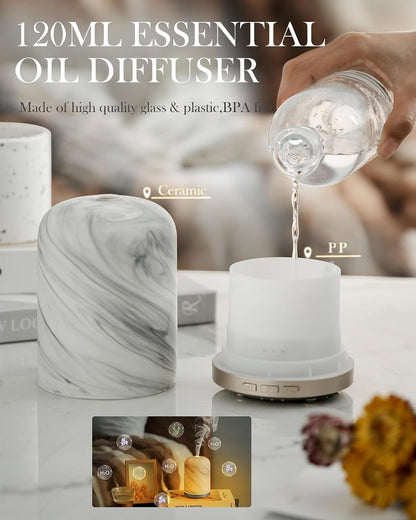 Essential Oil Diffuser - 2.4 MHz Ultrasonic Glass Diffuser with Pulse/Continuous Mist & 3 Night Light Modes, Waterless Auto-Off, Silent Aromatherapy Diffuser for Home, Office, Gifting & Home Decor