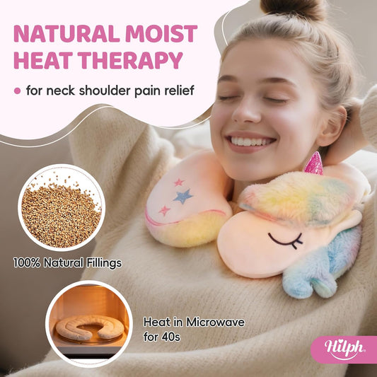Hilph C-Shape Microwave Heating Pad for Neck Pain Relief, for Women Girls | Removable Washable Cover, Reusable Moist Heat Therapy, Neck Warmer Wrap, Hot Compress for Sore Muscle Relief, Relaxation