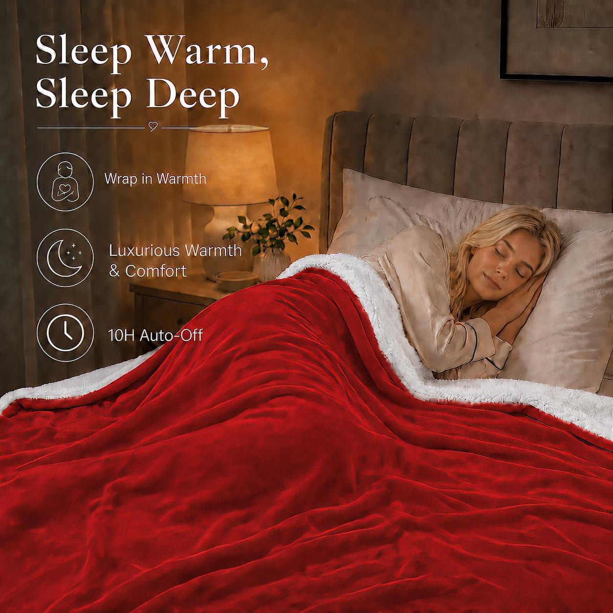 Electric Heated Blanket Full Size 72"x84" – Light Gray | ETL for Safe Overnight, 4 Heat Settings & 10H Auto Off, Dual-Sided Microplush Sherpa for Home Night, Machine washable