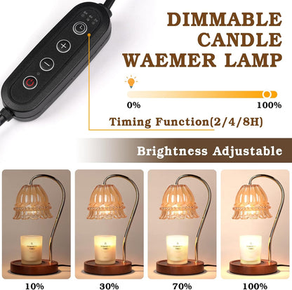 Funistree Flower Candle Warmer Lamp with Timer, Dimmable Candle Lamp Warmer, Christmas Birthday Gifts for Women Mom Her, Housewarming Home Decor, Lotus Wax Warmer for Yankee Candles - Lily Amber