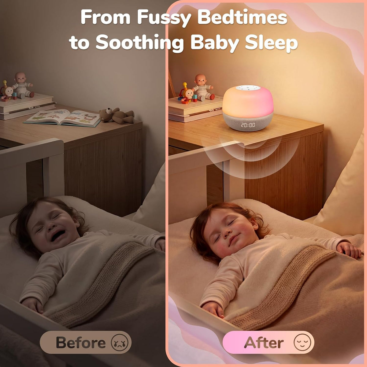Mewaii White Noise Sound Machine Baby, 34 Sounds, Sunrise Alarm Clock
