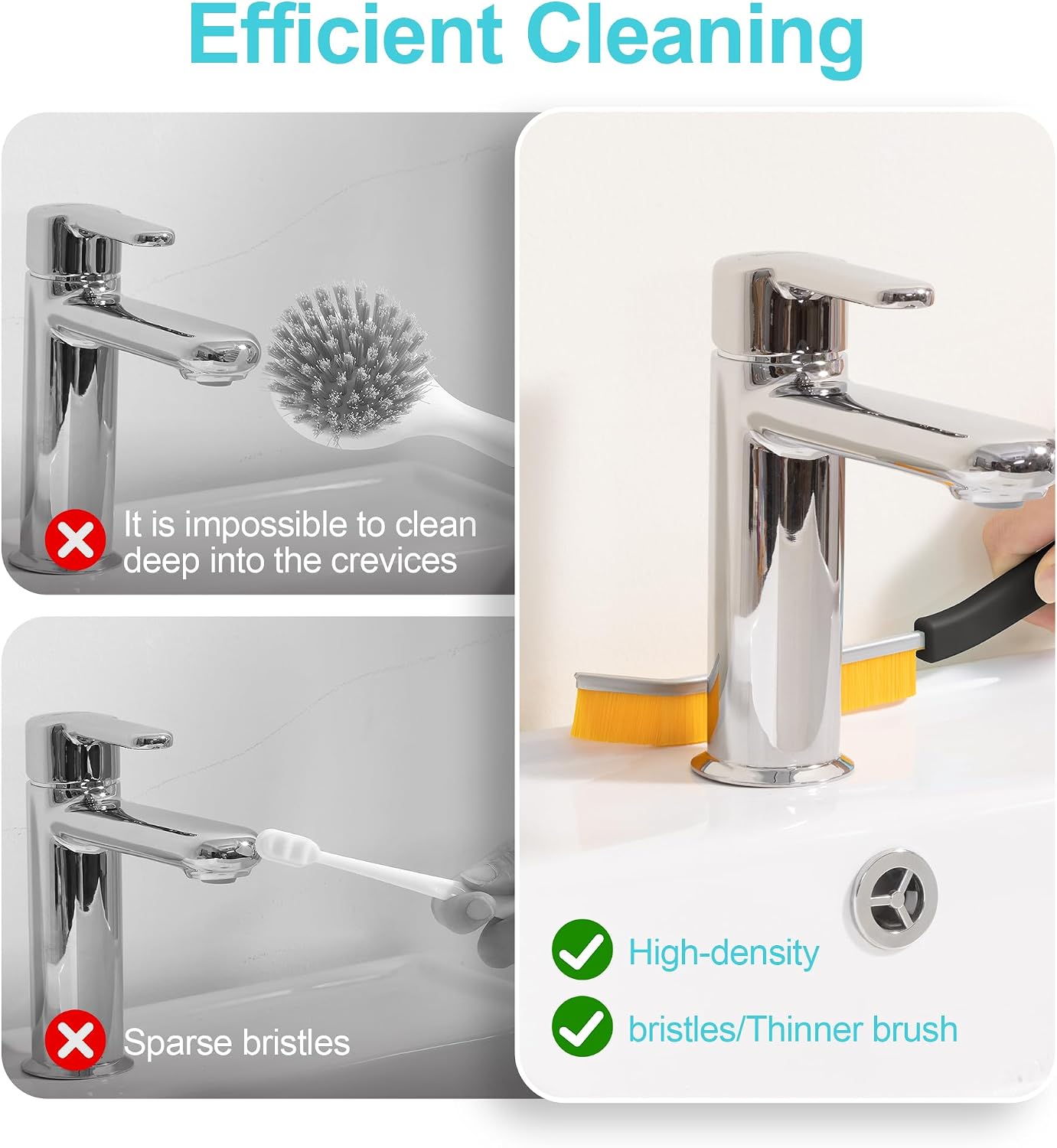 JOYMOOP 4 Pack Crevice Cleaning Brush, Hard Bristle Grout Brush, House Cleaning Supplies, Magnetic Gap Cleaning Brush for Kitchen, Bathroom, Window, Toilet, Multifunctional Cleaning Tools-4 Colors