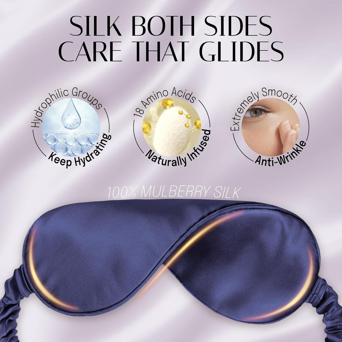OLESILK 100% Mulberry Silk Sleep Mask for Women - Zero-Pressure Blackout