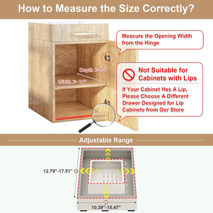 Fokyfok Pull Out Cabinet Organizer,23"-31"W,17"-24"D,Expandable,Adhesive | No Drill,5 Rails,Adjustable Slide out Drawers for Kitchen,Pantry,Roll out Shelves,Cabinets Without Lip,Framless,White,1PC