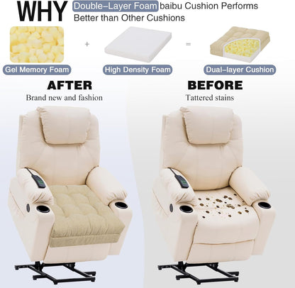 baibu Memory Foam Recliner Cushions for Elderly, 20 x 20 x 5 Inch,Dark Grey
