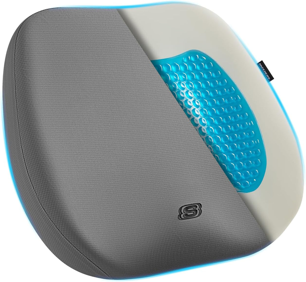 Skechers Seat Cushion Premium Gel & Memory Foam-Office Chair Cushion for Tailbone Pain Relief,Butt Pillow for Office Chair,Car seat Cushion,Long Sitting Office Workers,and Car Drivers,Black